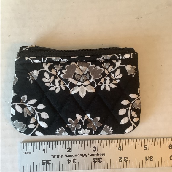 Vera Bradley Crossbody Shoulder Bag With Coin Pouch Black/White/Grey Floral - Picture 9 of 13